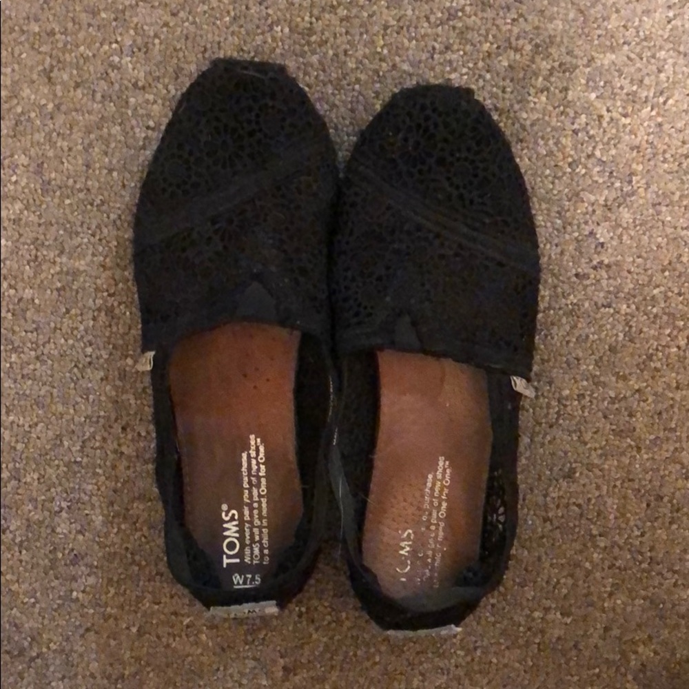 Black Moroccan Crochet Toms 7.5W